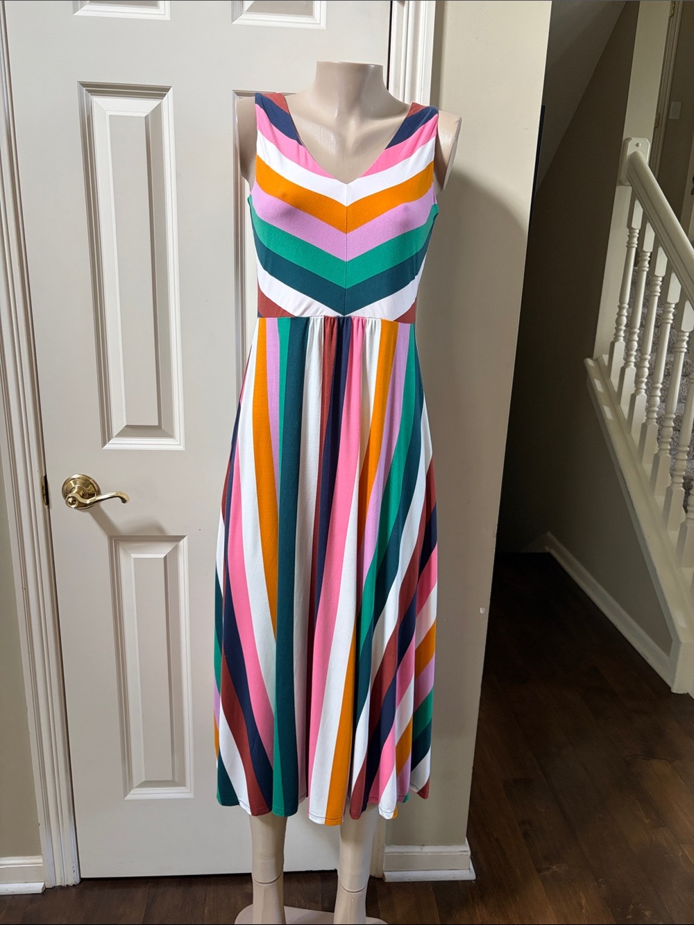 NWT Boden Multicolor Chevron Stripe V‑Neck Midi/Maxi Dress, 4